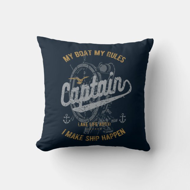 Coussin Cadeau drôle de marin, naviguant capitaine Retro (Recto)