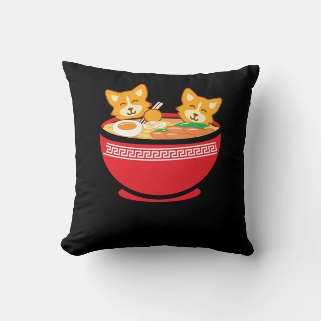 Coussin Cadeau drôle de Ramen d'Anime de Kawaii de chien (Recto)