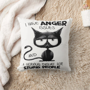 Coussin Cadeau drôle pour amateur de chats avec problèmes