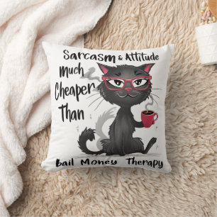 Coussin Cadeau drôle pour amateur de chats avec sarcasme e