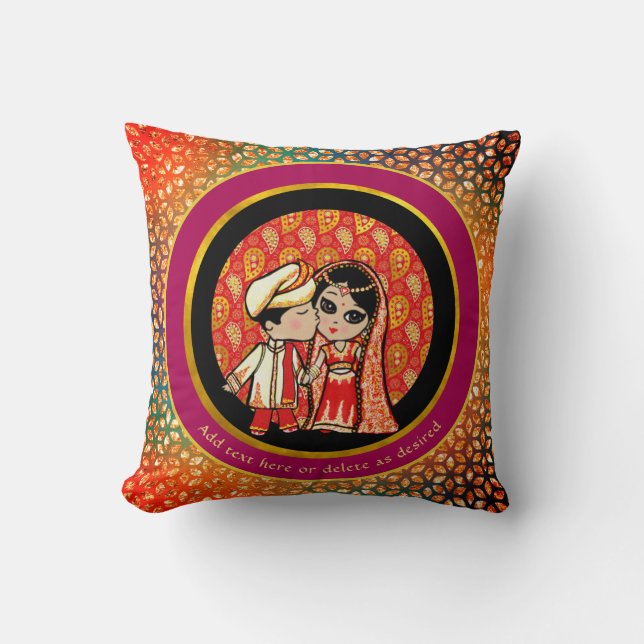 Coussin Cadeau Mariage Indien Pour Couples Jolie Mariée Sa (Recto)