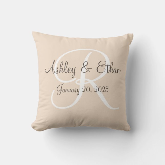 coussin cadeau mariage monogrammé (Recto)