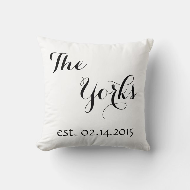 Coussin Cadeau mariage - Nom - Date d'établissemen (Recto)
