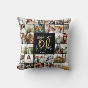 Coussin Cadeau moderne 60e anniversaire multi photo script