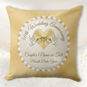 Coussin Cadeau personnalisé, 50 ans de mariage, Anniversai