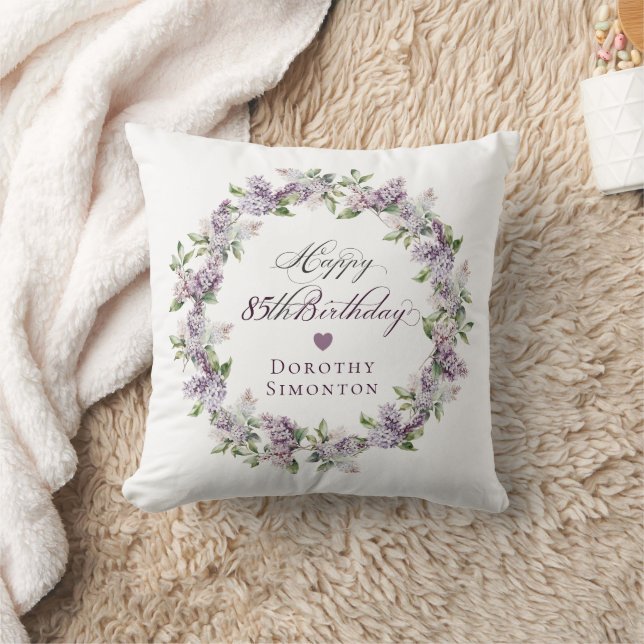 Coussin Cadeau personnalisé 85e anniversaire Purple Lilac (Couverture)
