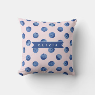 Coussin Cadeau Personnalisé Aquarelle Myrtille Bleue Migno