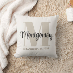 Coussin Cadeau personnalisé avec le nom de famille et l'in