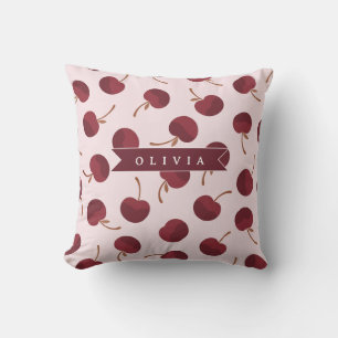 Coussin Cadeau Personnalisé avec Motif Cerise Esthétique