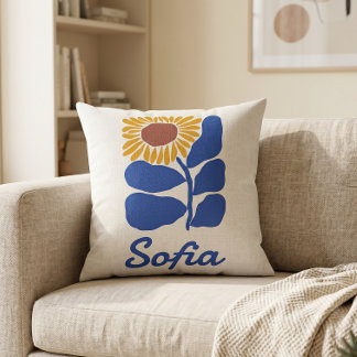 Coussin Cadeau personnalisé avec nom personnalisé Fleur de