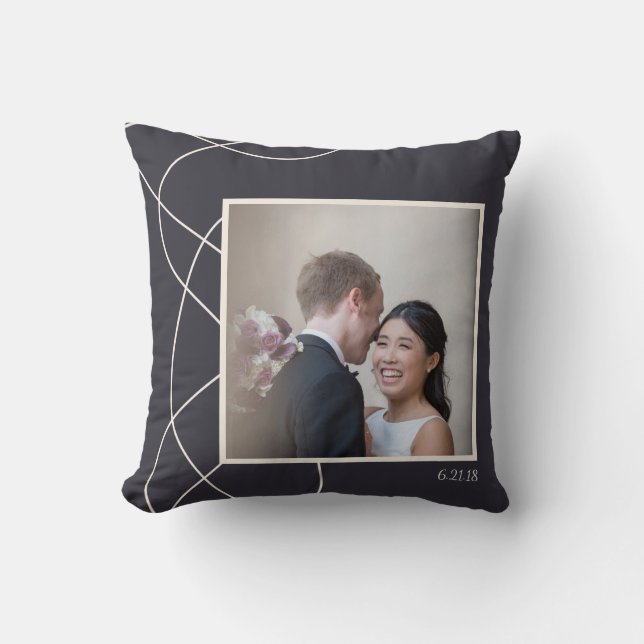 Coussin Cadeau personnalisé d'anniversaire de mariage avec (Recto)