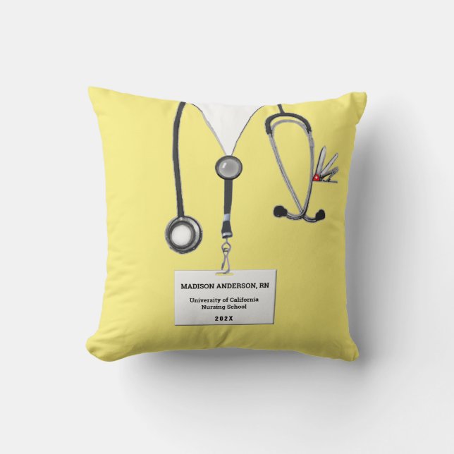 Coussin Cadeau personnalisé de diplôme d'infirmière (Recto)