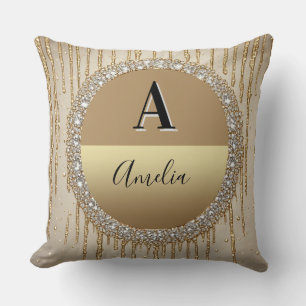Coussin Cadeau personnalisé en or avec monogramme pour mar