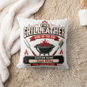 Coussin Cadeau personnalisé Grillfather BBQ Papa nom