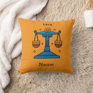 Coussin Cadeau personnalisé Libra Zodiaque Rétro Pop Art