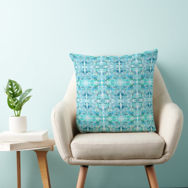 Coussin Cadeau Personnalisé Moderne Abstrait Bleu-vert Tex (Chaise)