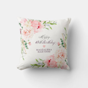Coussin Cadeau personnalisé pour 65e anniversaire Fleur ro