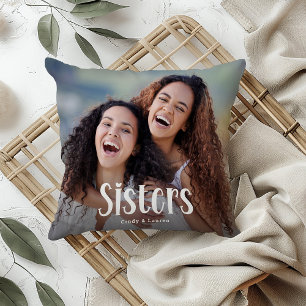 Coussin Cadeau personnalisé pour sœurs avec photo mignonne