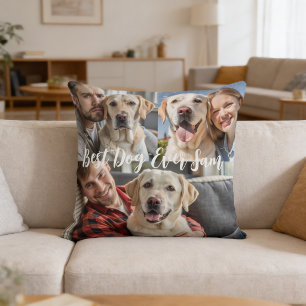 Coussin Cadeau personnalisé simple collage photo de chien