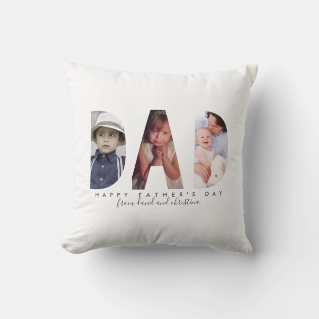 Coussin Cadeau photo-collage personnalisé pour Fête des pè (Recto)