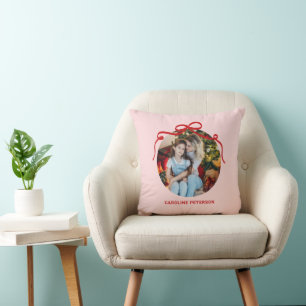 Coussin Cadeau photo personnalisé ruban à nœud coquette ro