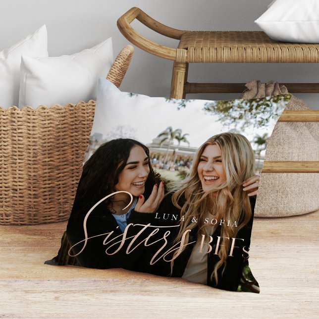 Coussin Cadeau pour soeurs BFFs photo complète (Créateur téléchargé)