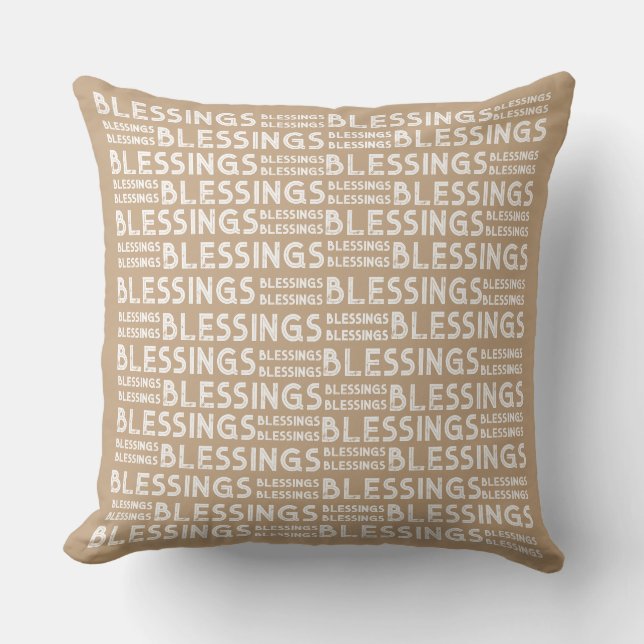 Coussin Cadeau Typographique de Bénédictions Tons Blancs e (Recto)