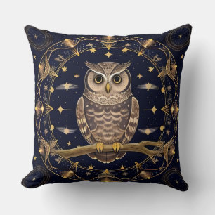 Coussin Cadeau unique de hibou cosmique pour les amateurs 