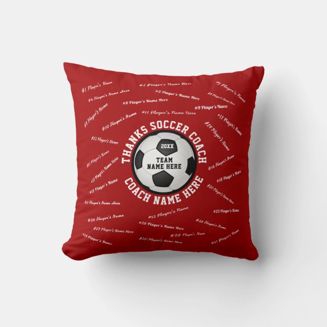 Coussin Cadeaux de coach de soccer personnalisés, TOUS LES (Recto)