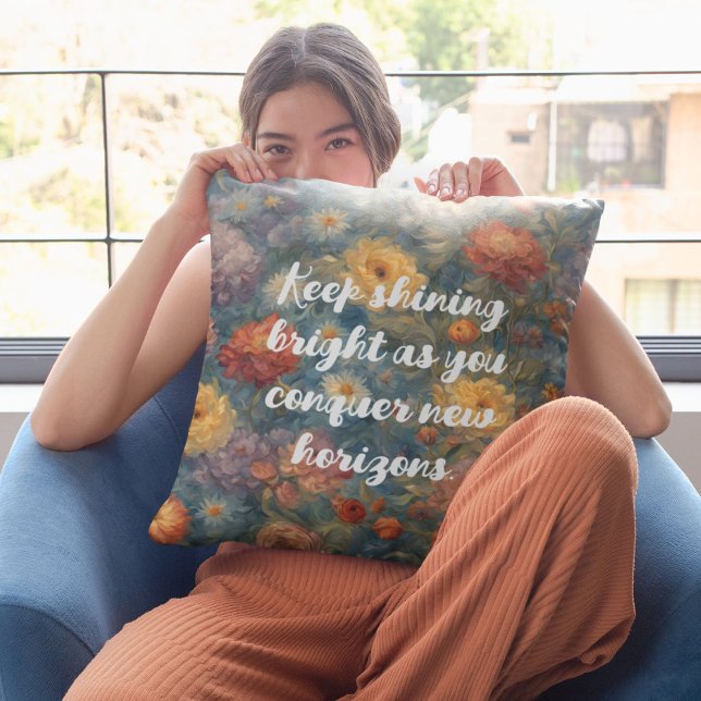 Coussin Cadeaux de graduation en aquarelle douce pour peti (Soft Watercolor Graduation Gifts for Granddaughter)