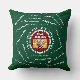 Coussin Cadeaux de l'entraîneur de basket-ball Photo Vert