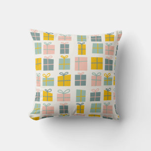 Coussin Cadeaux de Noël Pastel