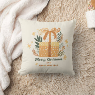 Coussin Cadeaux de Noël tendance Rétro Aquarelle