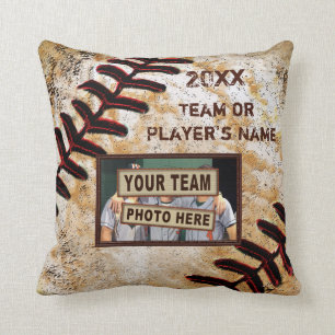 Coussin Cadeaux de soirée senior de baseball, votre photo 