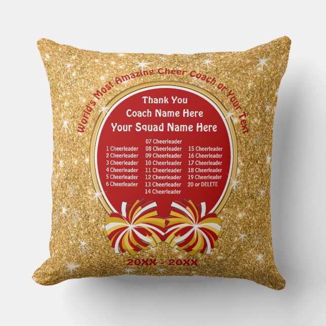 Coussin Cadeaux d'entraîneurs rouges et d'or, tous les Che (Recto)