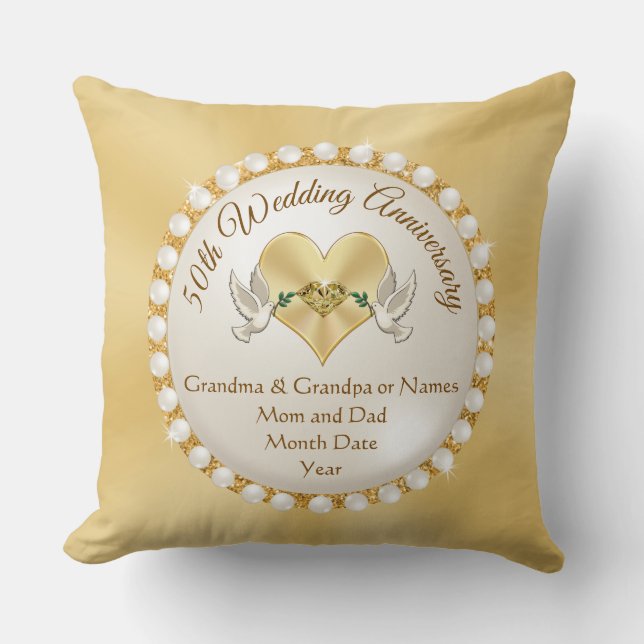 Coussin Cadeaux étonnants pour 50 ans de Mariage (Recto)