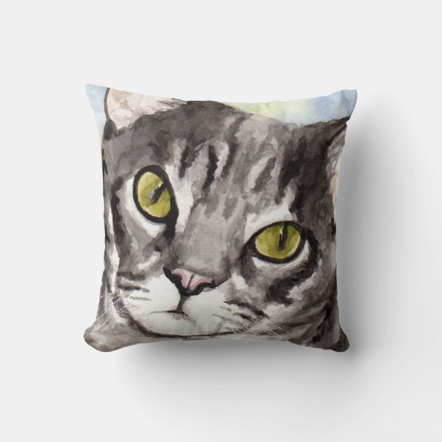 Coussin Cadeaux gris de chat tigré (Recto)