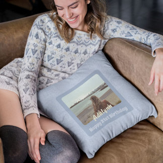 Coussin Cadeaux photo personnalisés pour 21 ans Femme bleu