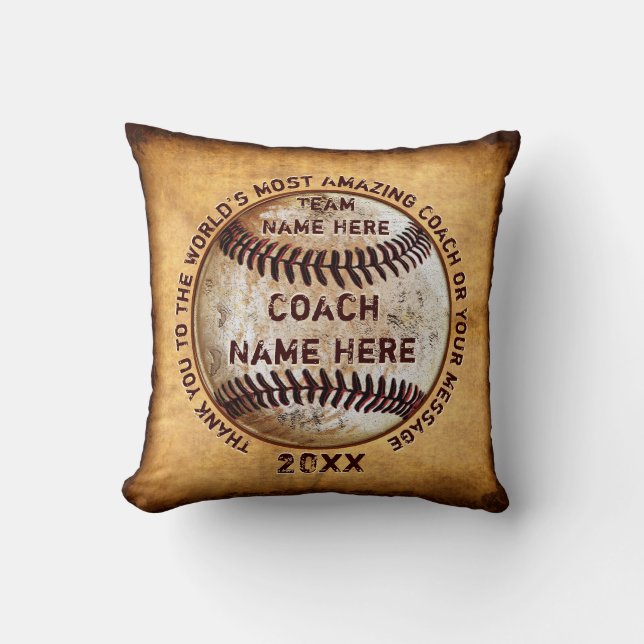Coussin Cadeaux pour le Merci d'entraîneurs de base-ball, (Recto)