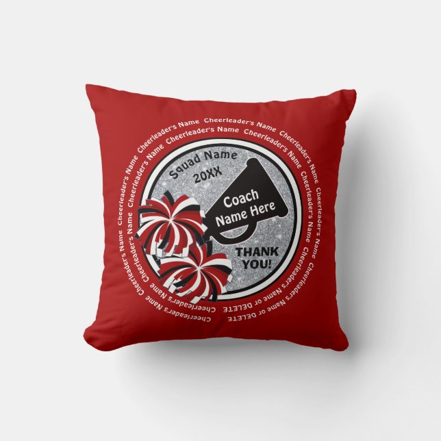 Coussin Cadeaux uniques rouges, blancs, noirs d'entraîneur (Recto)