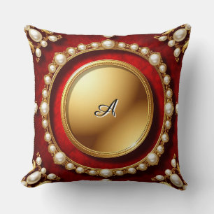 Coussin Cadre de perle d'or luxueux avec médaillon circula