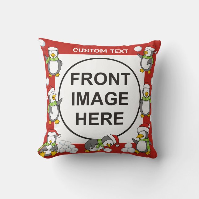 Coussin Cadre de pingouins de Noël (Recto)