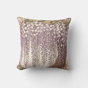 Coussin Cadre doré floral Art Nouveau Wisteria