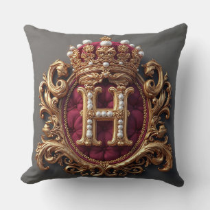 Coussin Cadre doré luxueux avec monogramme couronné