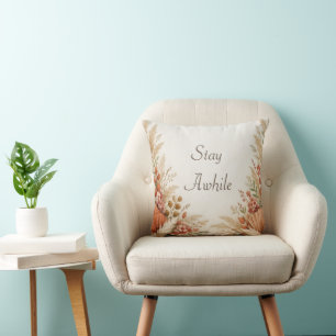 Coussin Cadre en terre cuite tendre Bohème floral Pampas