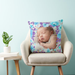 Coussin Cadre Fleurs & Feuilles Vintage - Carré 4 + texte
