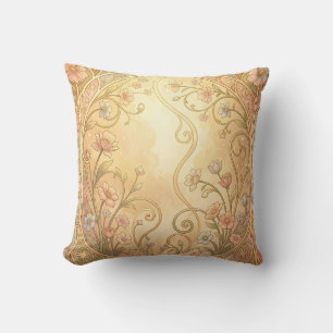 Coussin Cadre floral Art Nouveau bordure ornementale vinta