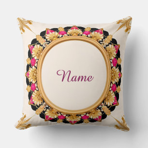 Coussin Cadre floral doré élégant