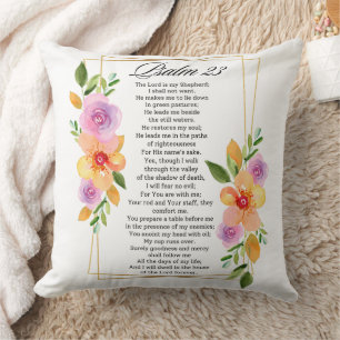 Coussin Cadre géométrique floral Psaume 23