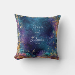 Coussin Cadre Géométrique Galaxie Or Céleste Vibrant